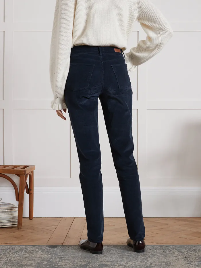 Women Cyrillus Clothing Chloe Corduroy SlimFit Trousers Encre