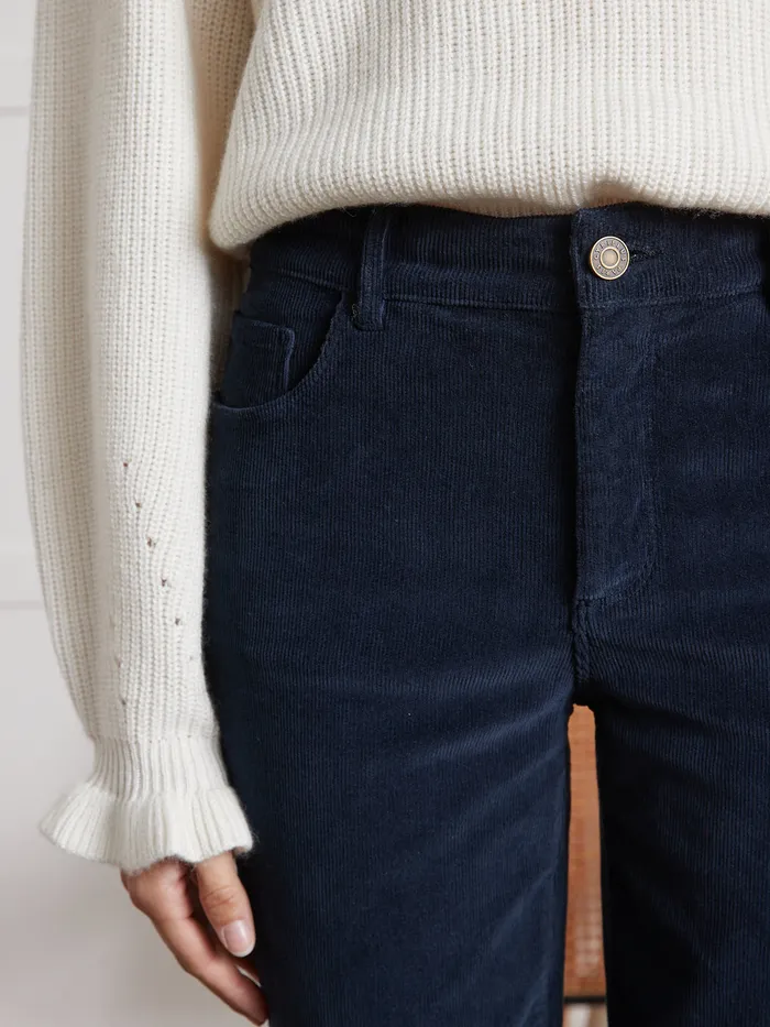 Women Cyrillus Clothing Chloe Corduroy SlimFit Trousers Encre