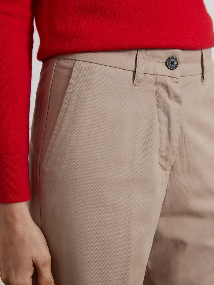 Women Cyrillus Clothing Clara WideLeg Gabardine Trousers Beige Taupe