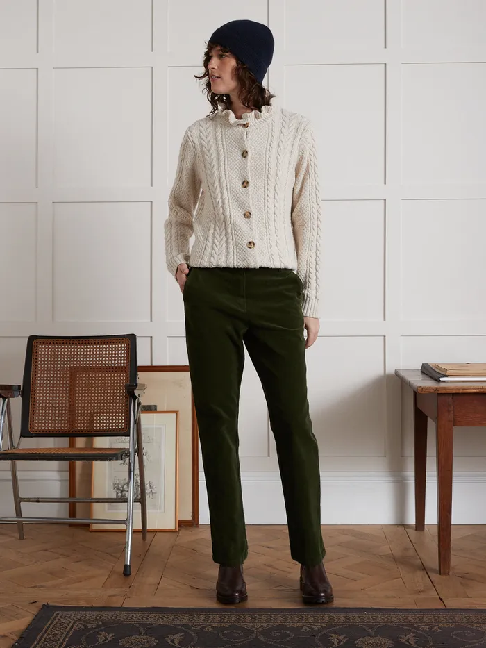 Women Cyrillus Clothing Corduroy Chinos Vert Chasse