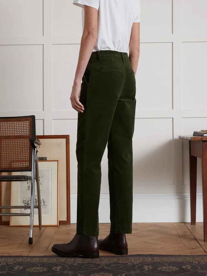 Women Cyrillus Clothing Corduroy Chinos Vert Chasse