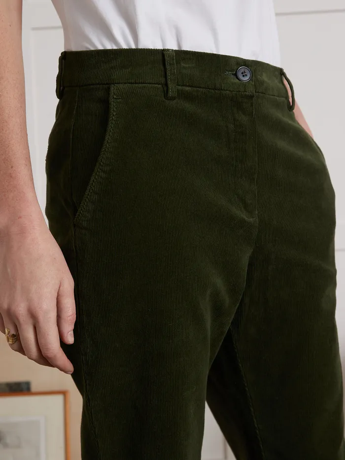 Women Cyrillus Clothing Corduroy Chinos Vert Chasse