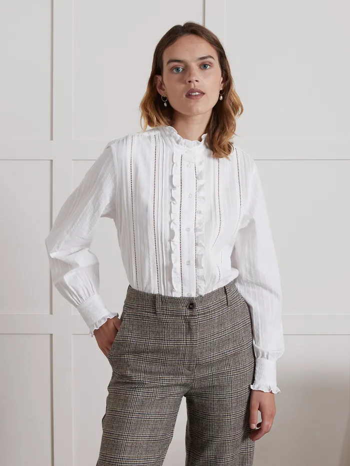 Women Cyrillus Clothing Heirloom Emilie Shirt Blanc