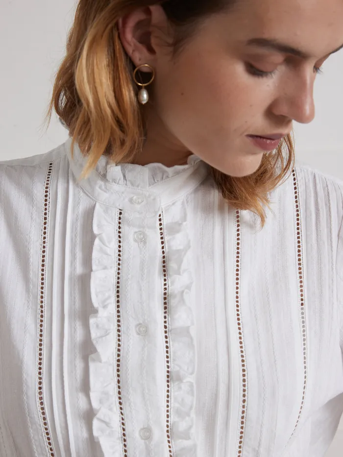 Women Cyrillus Clothing Heirloom Emilie Shirt Blanc