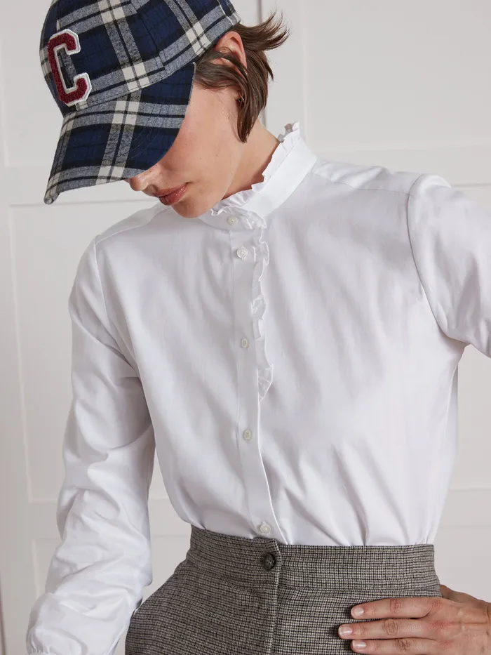 Women Cyrillus Clothing Oxford Cloth Emilie Shirt In Organic Cotton Blanc