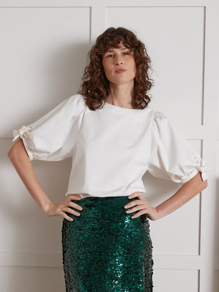 Women Cyrillus Clothing Satiny Poplin Party Blouse Ecru