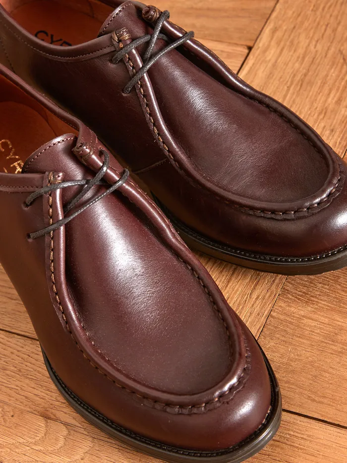 Women Cyrillus Shoes Leather Derby Shoes With Heels And Laces Marron