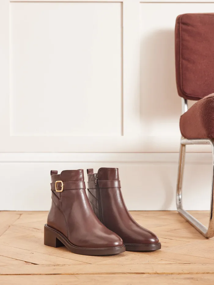 Women Cyrillus Shoes Leather Riding Boots Marron