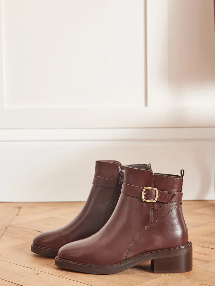 Women Cyrillus Shoes Leather Riding Boots Marron