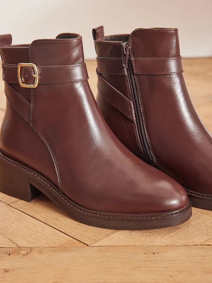 Women Cyrillus Shoes Leather Riding Boots Marron