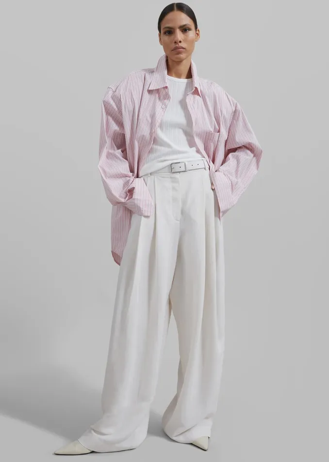 Women Cyrus Button Up Shirt 8211 PinkWhite Stripe The Frankie Shop Tops