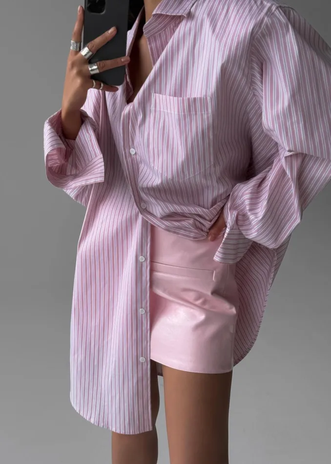 Women Cyrus Button Up Shirt 8211 PinkWhite Stripe The Frankie Shop Tops