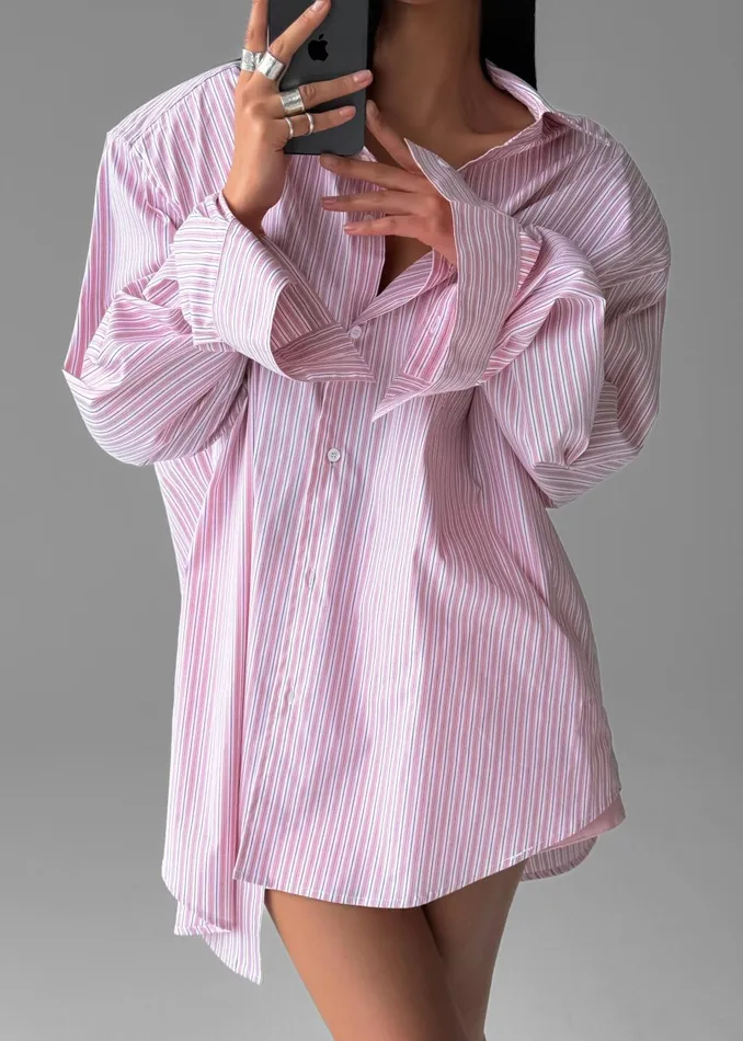 Women Cyrus Button Up Shirt 8211 PinkWhite Stripe The Frankie Shop Tops