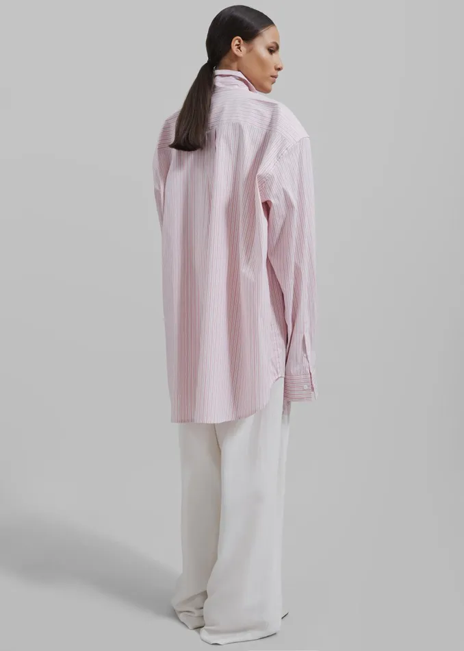 Women Cyrus Button Up Shirt 8211 PinkWhite Stripe The Frankie Shop Tops