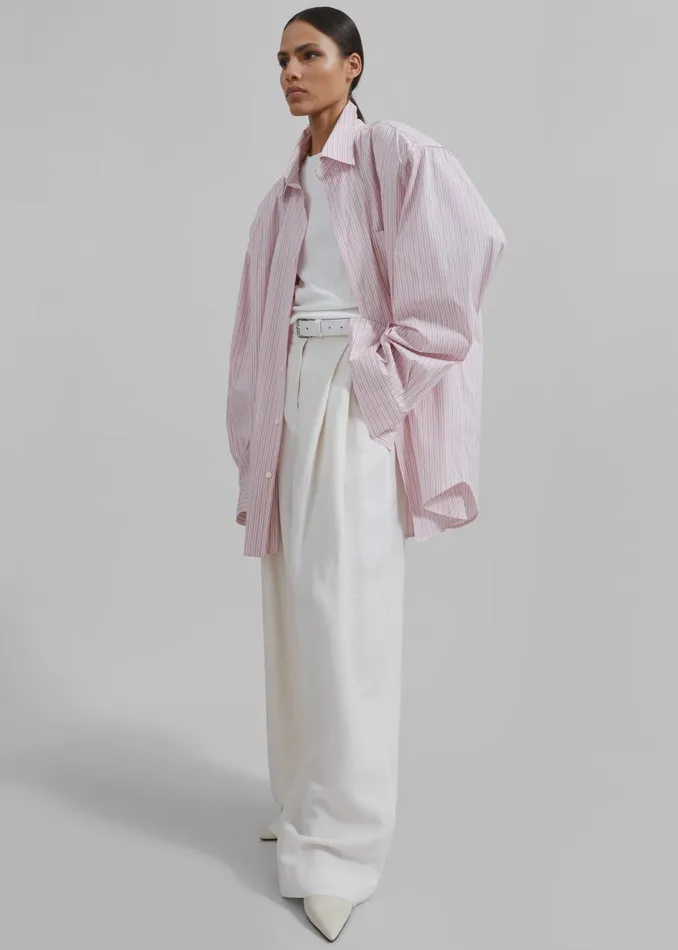 Women Cyrus Button Up Shirt 8211 PinkWhite Stripe The Frankie Shop Tops