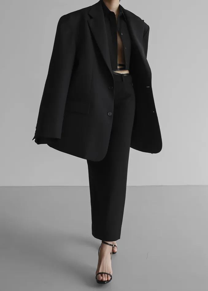 Women Dee Maxi Oversized Blazer 8211 Black The Frankie Shop Outerwear