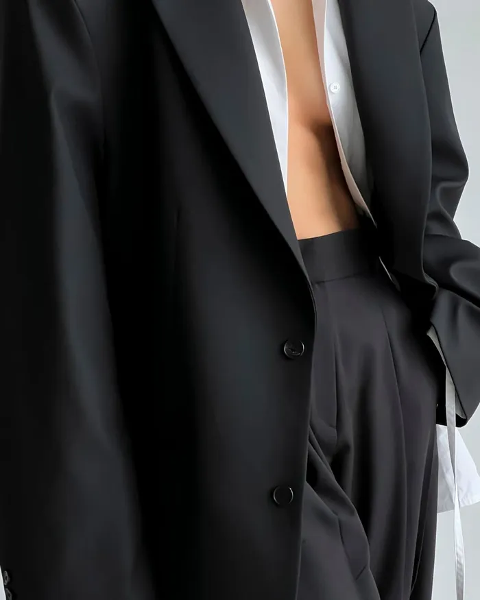 Women Dee Maxi Oversized Blazer 8211 Black The Frankie Shop Outerwear