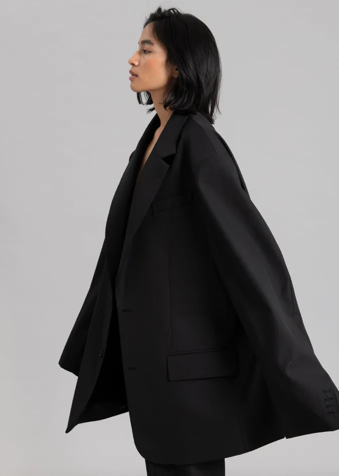 Women Dee Maxi Oversized Blazer 8211 Black The Frankie Shop Outerwear