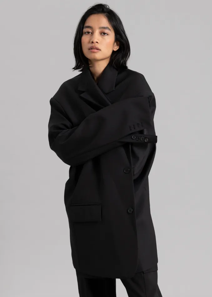Women Dee Maxi Oversized Blazer 8211 Black The Frankie Shop Outerwear