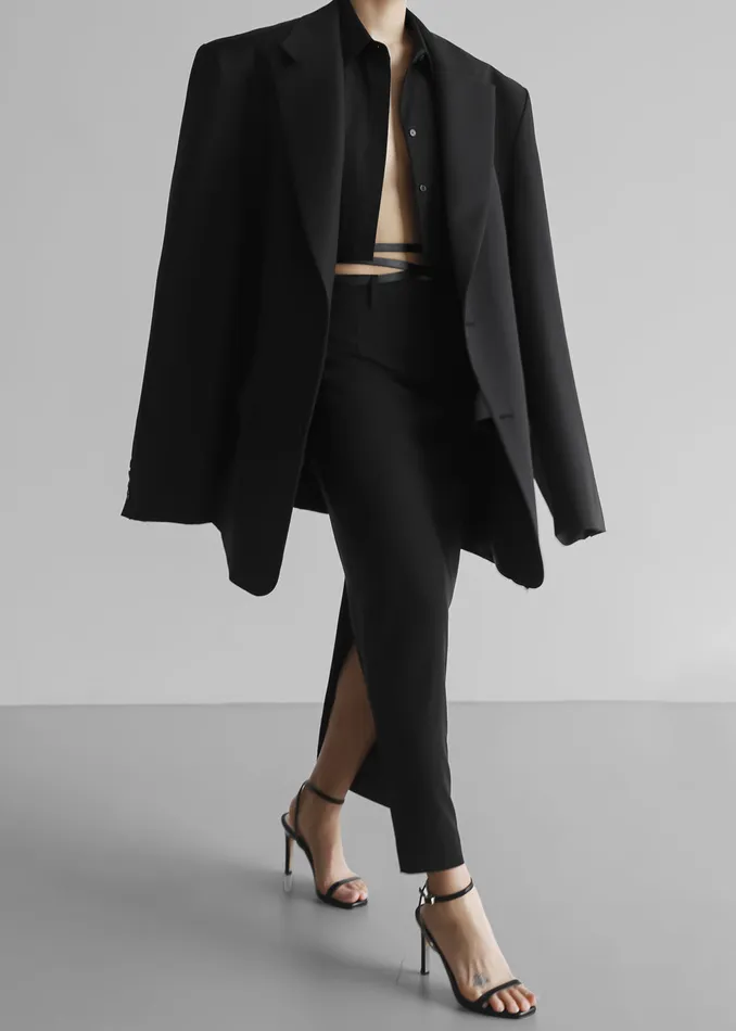 Women Dee Maxi Oversized Blazer 8211 Black The Frankie Shop Outerwear