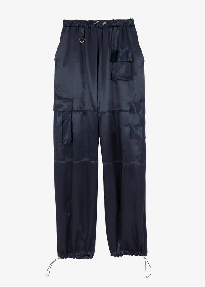 Women Delaney Satin Cargo Pants 8211 Navy The Frankie Shop Bottoms