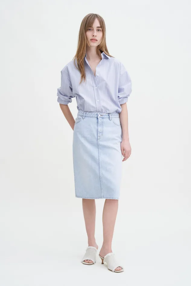 Women Denim Midi Skirt Light Blue Filippa K Jeans