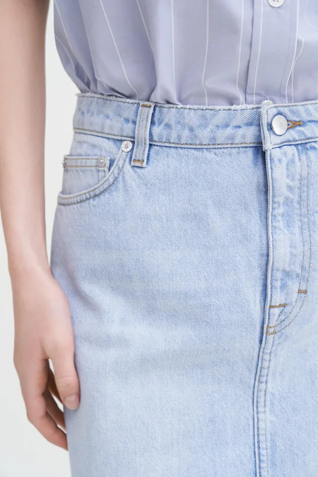 Women Denim Midi Skirt Light Blue Filippa K Jeans