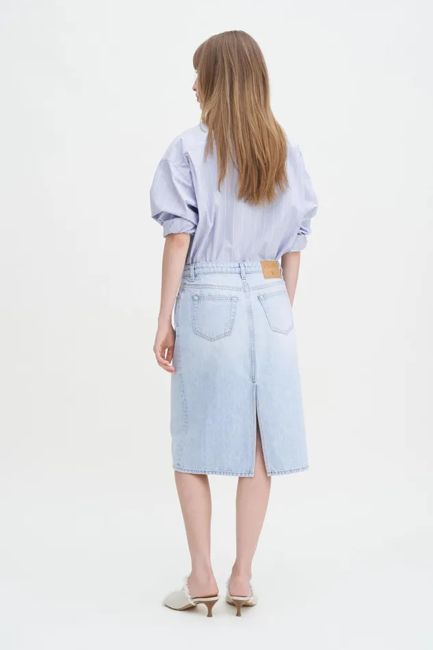 Women Denim Midi Skirt Light Blue Filippa K Jeans