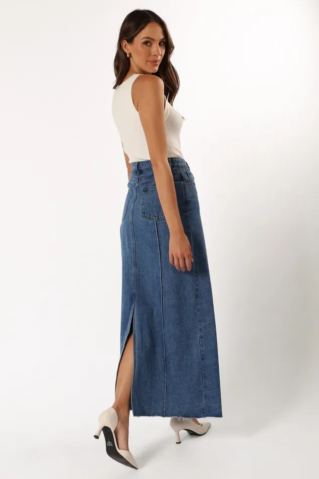 Women Denim petalandpup Peggie Denim Midi Skirt 8211 Blue Blue