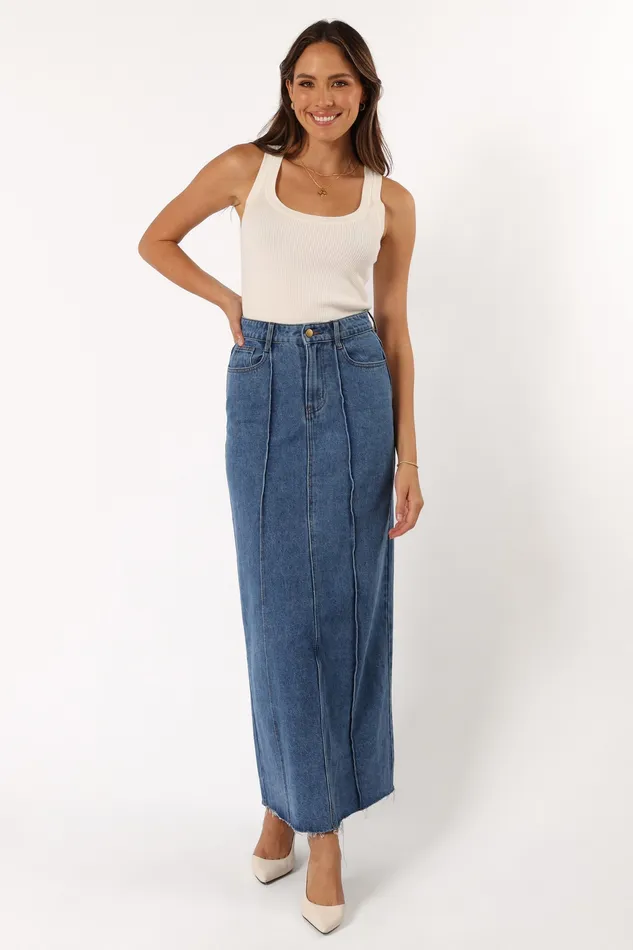 Women Denim petalandpup Peggie Denim Midi Skirt 8211 Blue Blue