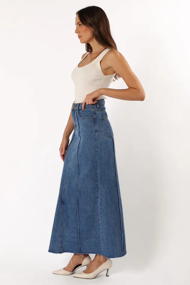 Women Denim petalandpup Peggie Denim Midi Skirt 8211 Blue Blue