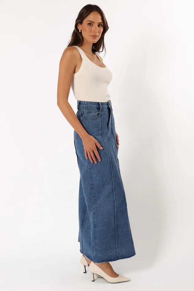 Women Denim petalandpup Peggie Denim Midi Skirt 8211 Blue Blue