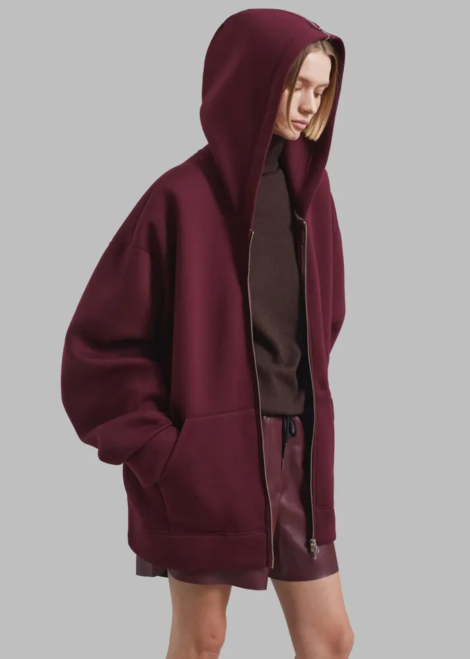 Women Denton Oversized Hoodie 8211 Burgundy The Frankie Shop Outerwear