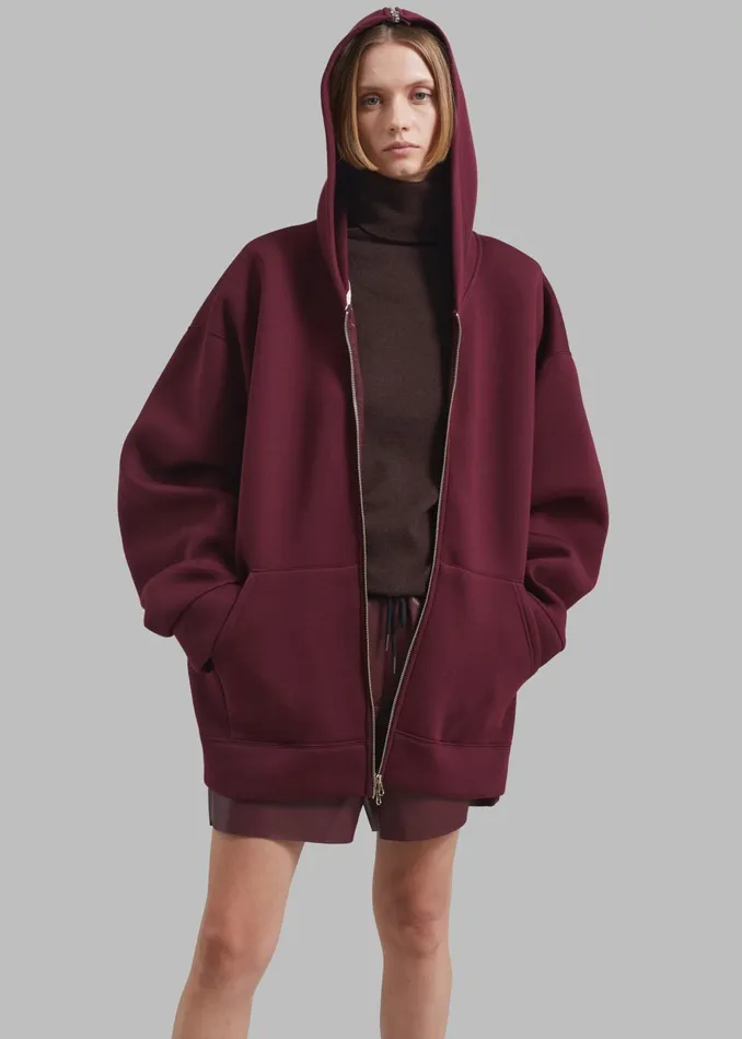 Women Denton Oversized Hoodie 8211 Burgundy The Frankie Shop Outerwear