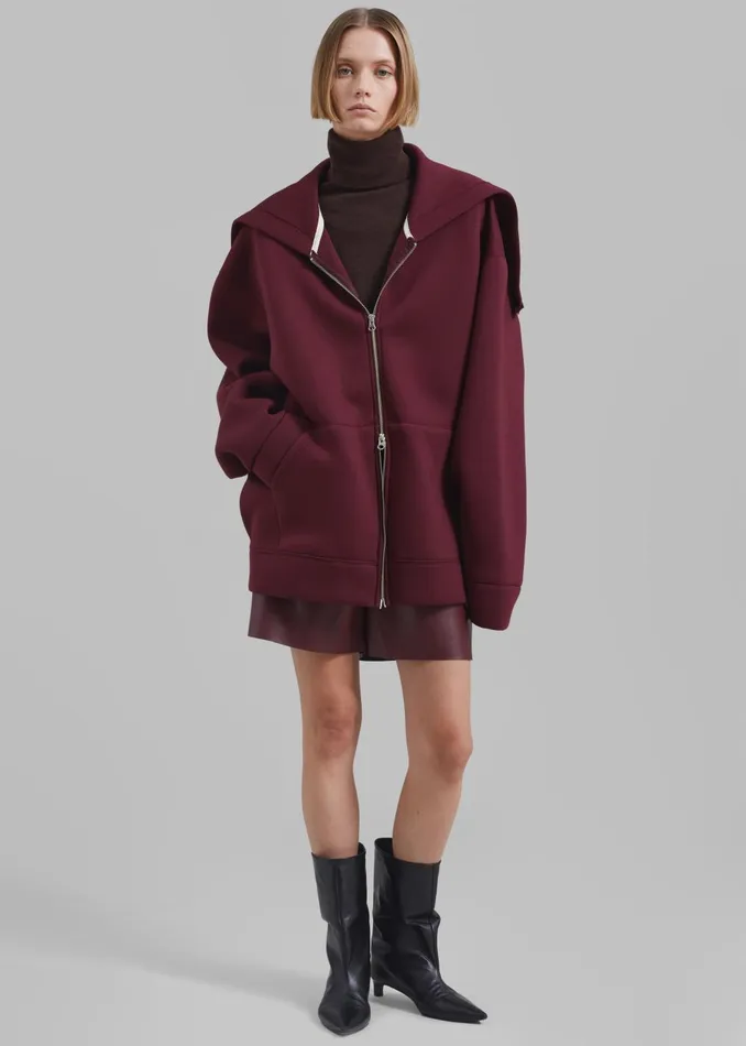 Women Denton Oversized Hoodie 8211 Burgundy The Frankie Shop Outerwear