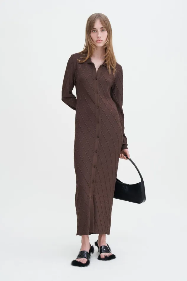 Women Diamond Shirt Dress Mocha Filippa K Dresses