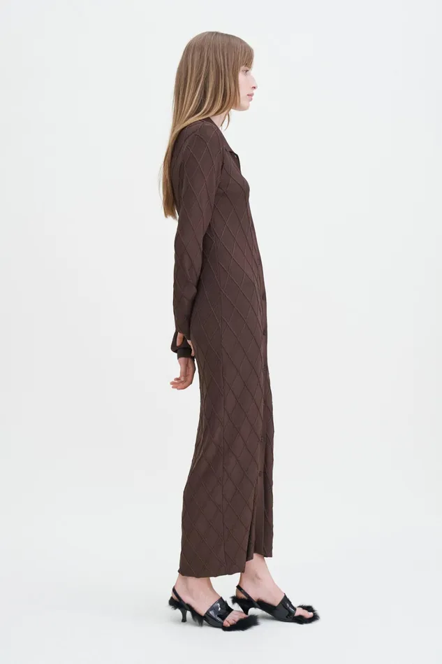 Women Diamond Shirt Dress Mocha Filippa K Dresses