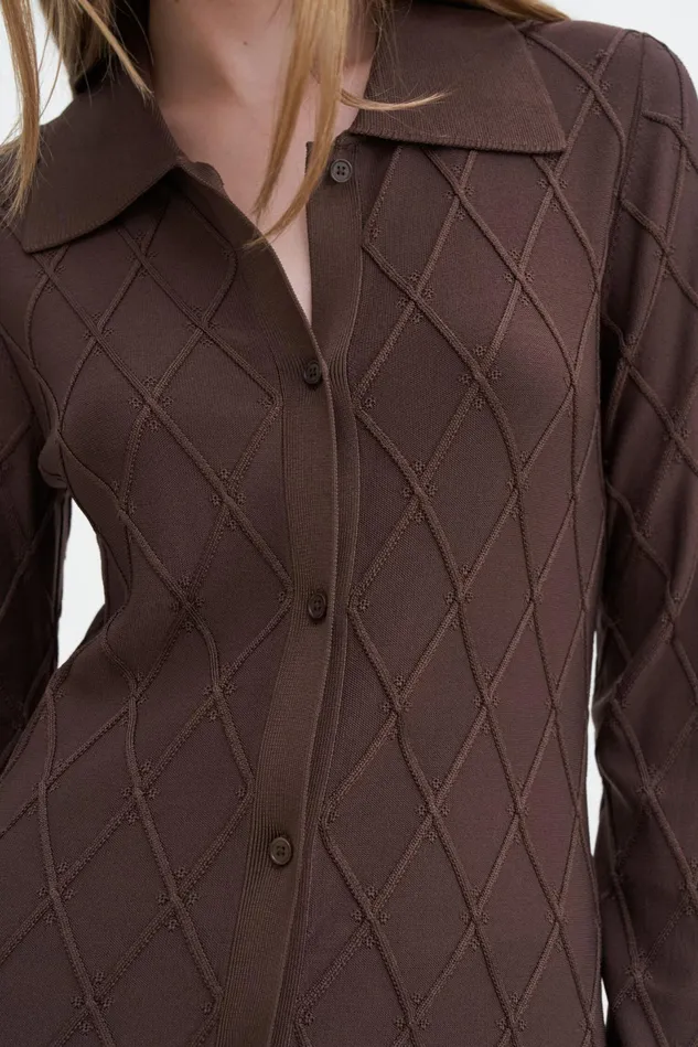 Women Diamond Shirt Dress Mocha Filippa K Dresses