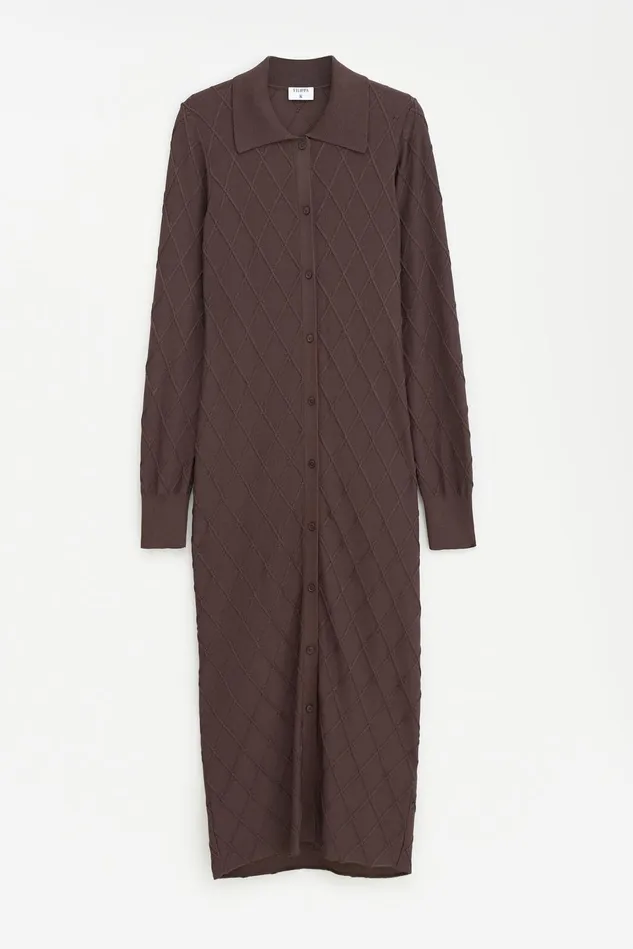 Women Diamond Shirt Dress Mocha Filippa K Dresses