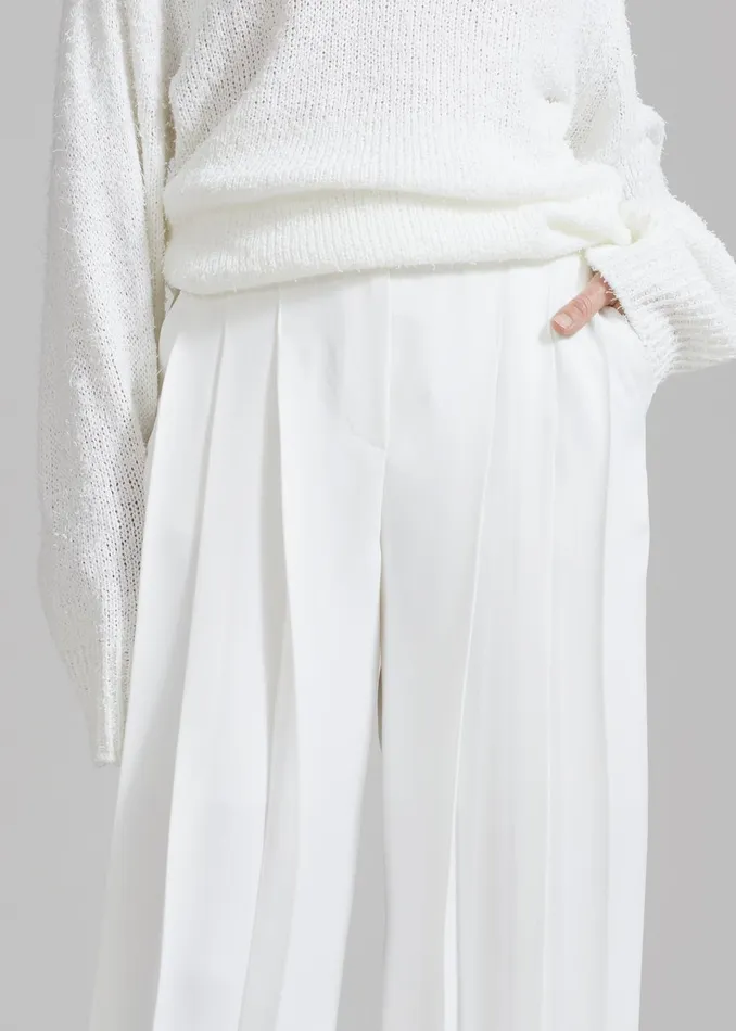 Women Dillon Pleated Pants 8211 White The Frankie Shop Bottoms
