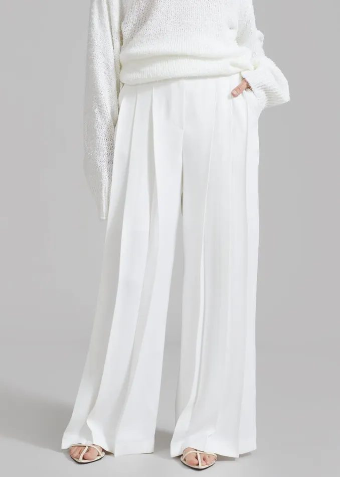 Women Dillon Pleated Pants 8211 White The Frankie Shop Bottoms
