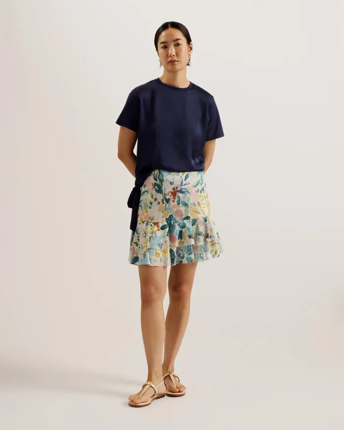 Women DORETAA 8211 Satin Panel Tie Jersey TShirt Navy Ted Baker Tops and Blouses