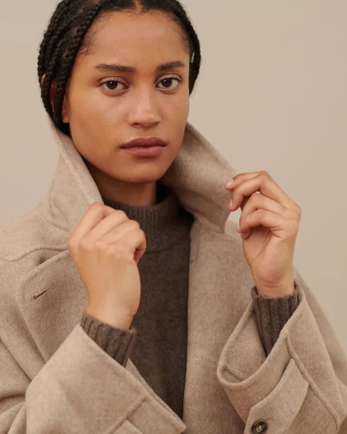 Women DoubleFaced Wool And Cashmere Pea Coat Natural Comptoir Des Cotonniers Coats and Jackets Women DoubleFaced Wool And Cashmere Pea Coat Natural Comptoir Des Cotonniers Coats and Jackets
