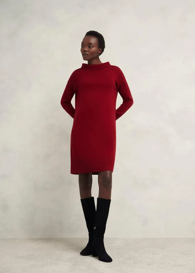 Women Dresses and Jumpsuits Hobbs Audrey Knitted Dress Rhubarb Red