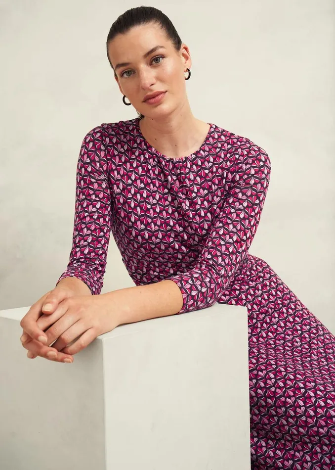 Women Dresses and Jumpsuits Hobbs Bayview Jersey Dress Pink Multi