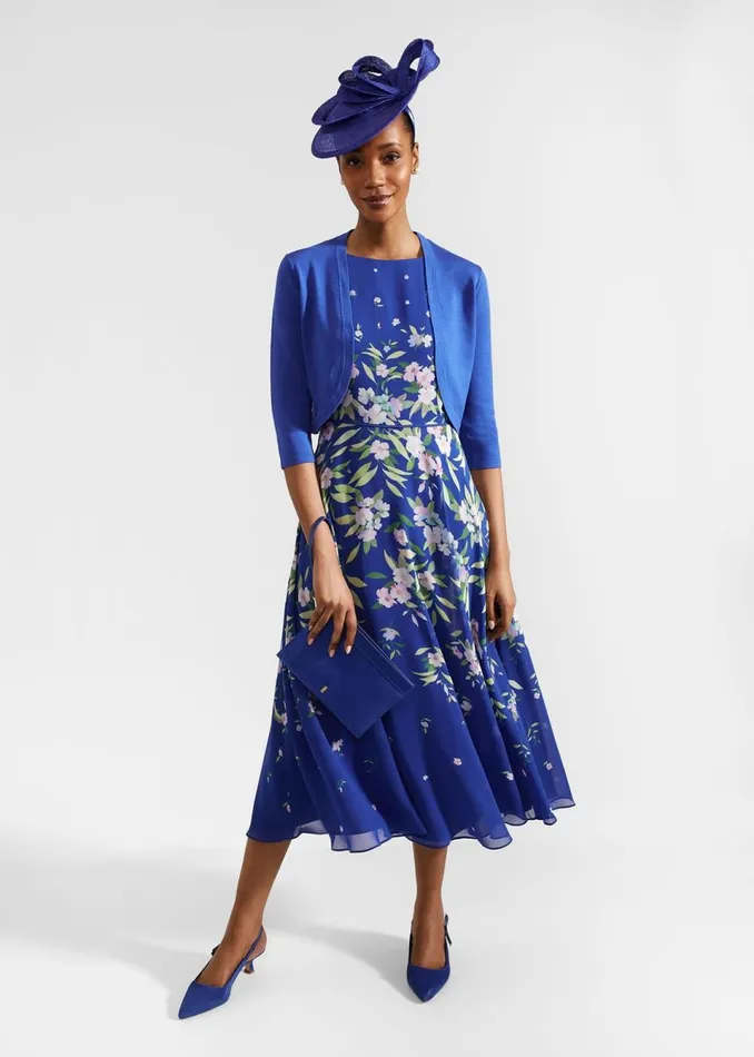 Women Dresses and Jumpsuits Hobbs Carly Floral Midi Dress Blue Multi