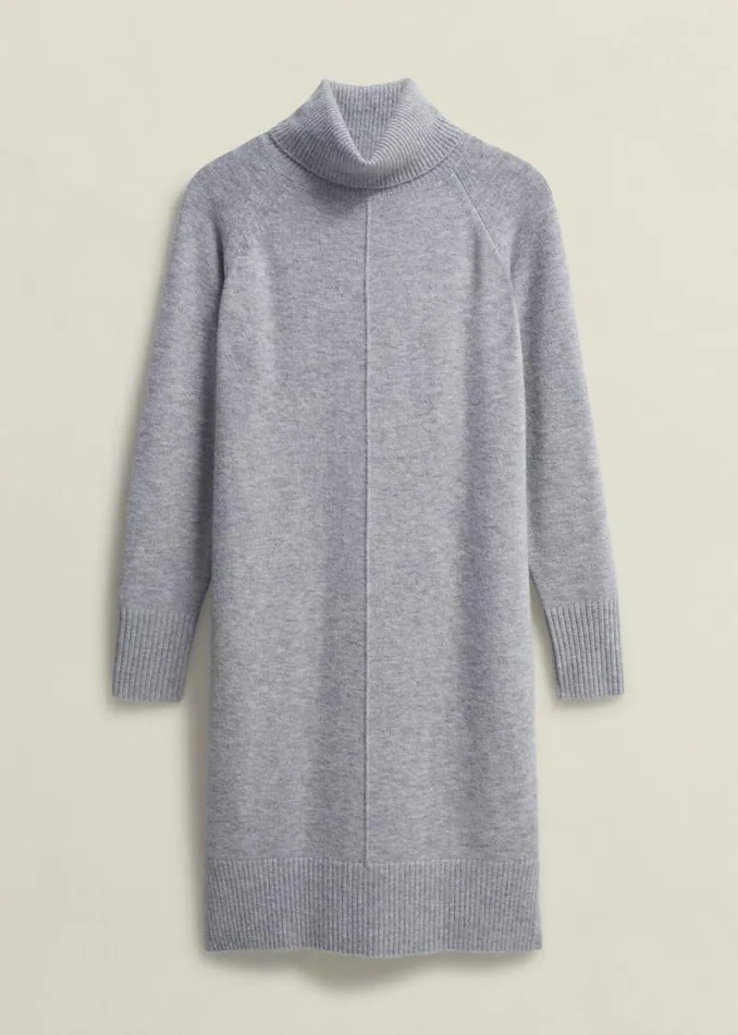 Women Dresses and Jumpsuits Hobbs Nessa Knitted Dress With Alpaca Mid Grey Marl