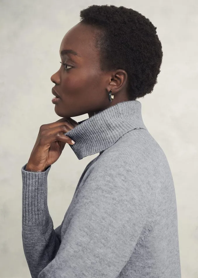 Women Dresses and Jumpsuits Hobbs Nessa Knitted Dress With Alpaca Mid Grey Marl