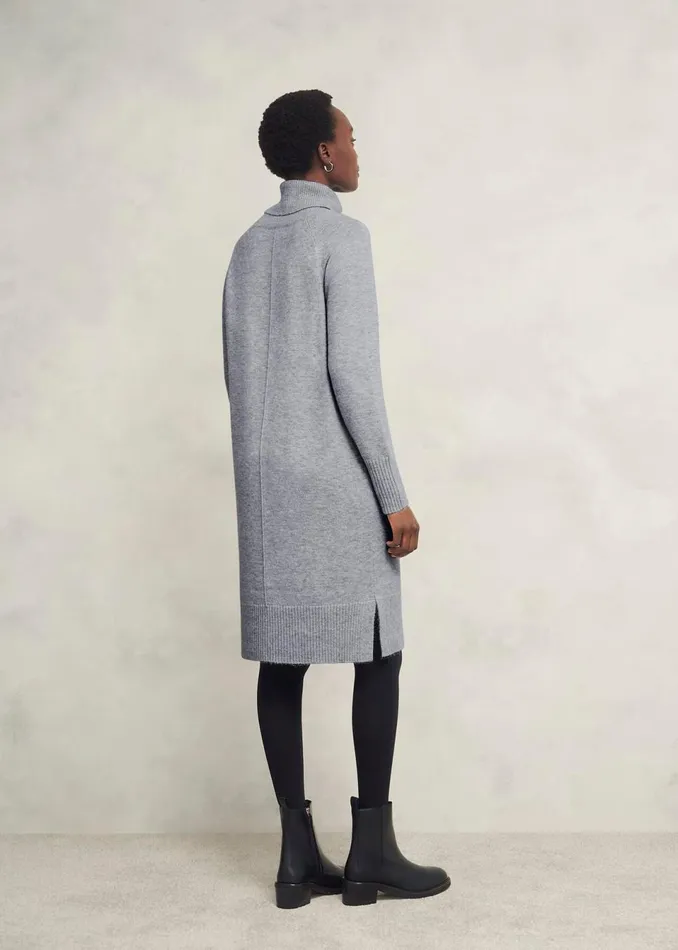Women Dresses and Jumpsuits Hobbs Nessa Knitted Dress With Alpaca Mid Grey Marl