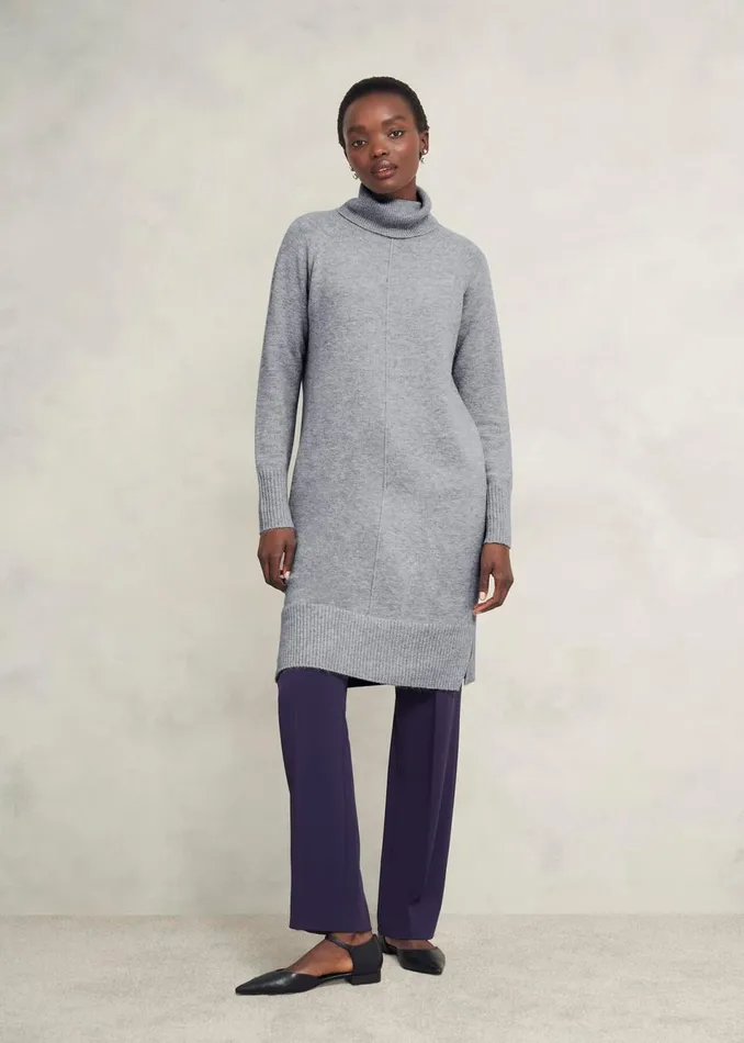 Women Dresses and Jumpsuits Hobbs Nessa Knitted Dress With Alpaca Mid Grey Marl